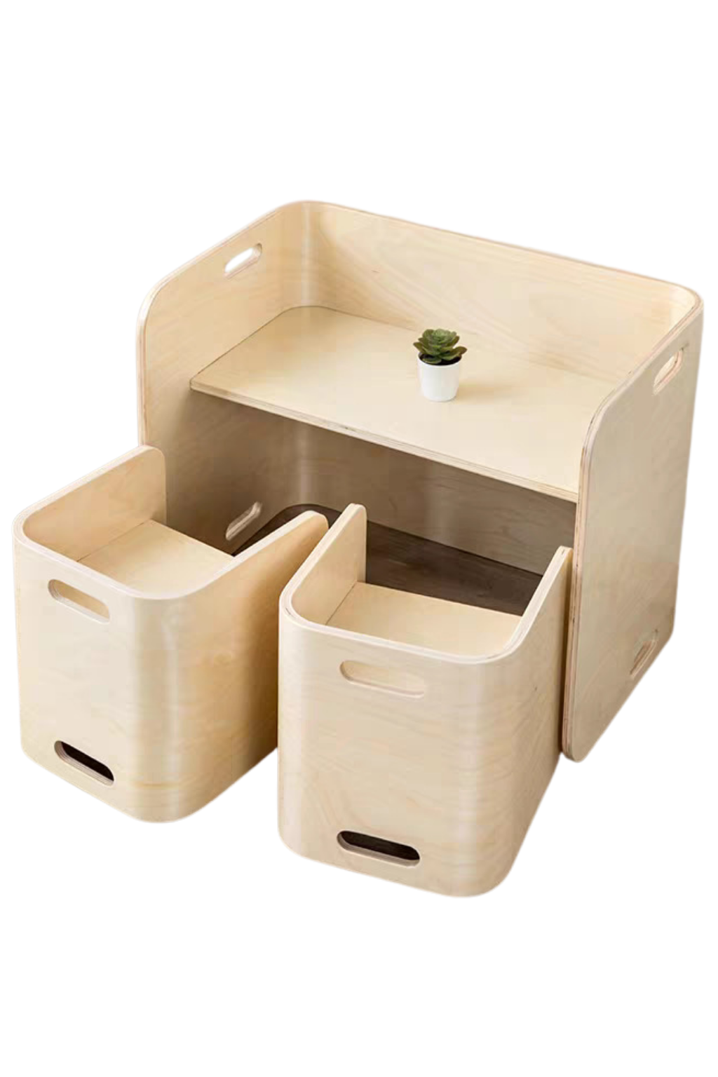 Kit mesa y 2 sillas de madera Montessori – el espacio del niño a su medida