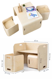 Kit mesa y 2 sillas de madera Montessori – el espacio del niño a su medida