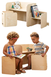 Kit mesa y 2 sillas de madera Montessori – el espacio del niño a su medida