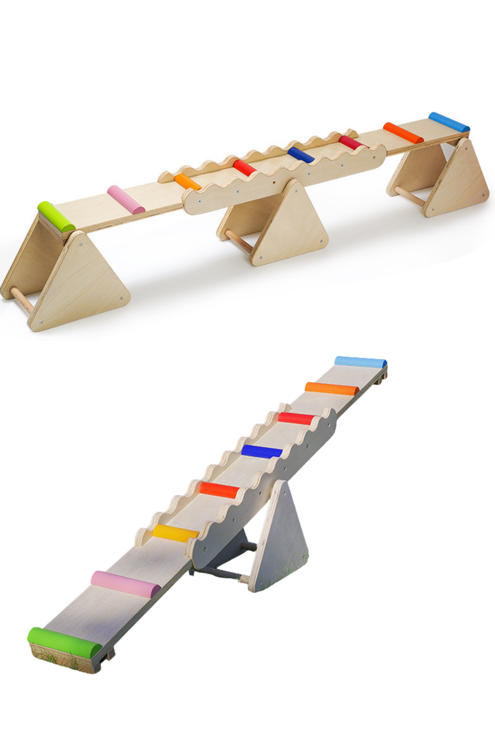 Pasarela de equilibrio de madera – cada paso es un logro