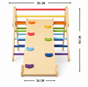 Triángulo Pikler con rampa XL arcoíris – movimiento libre en colores